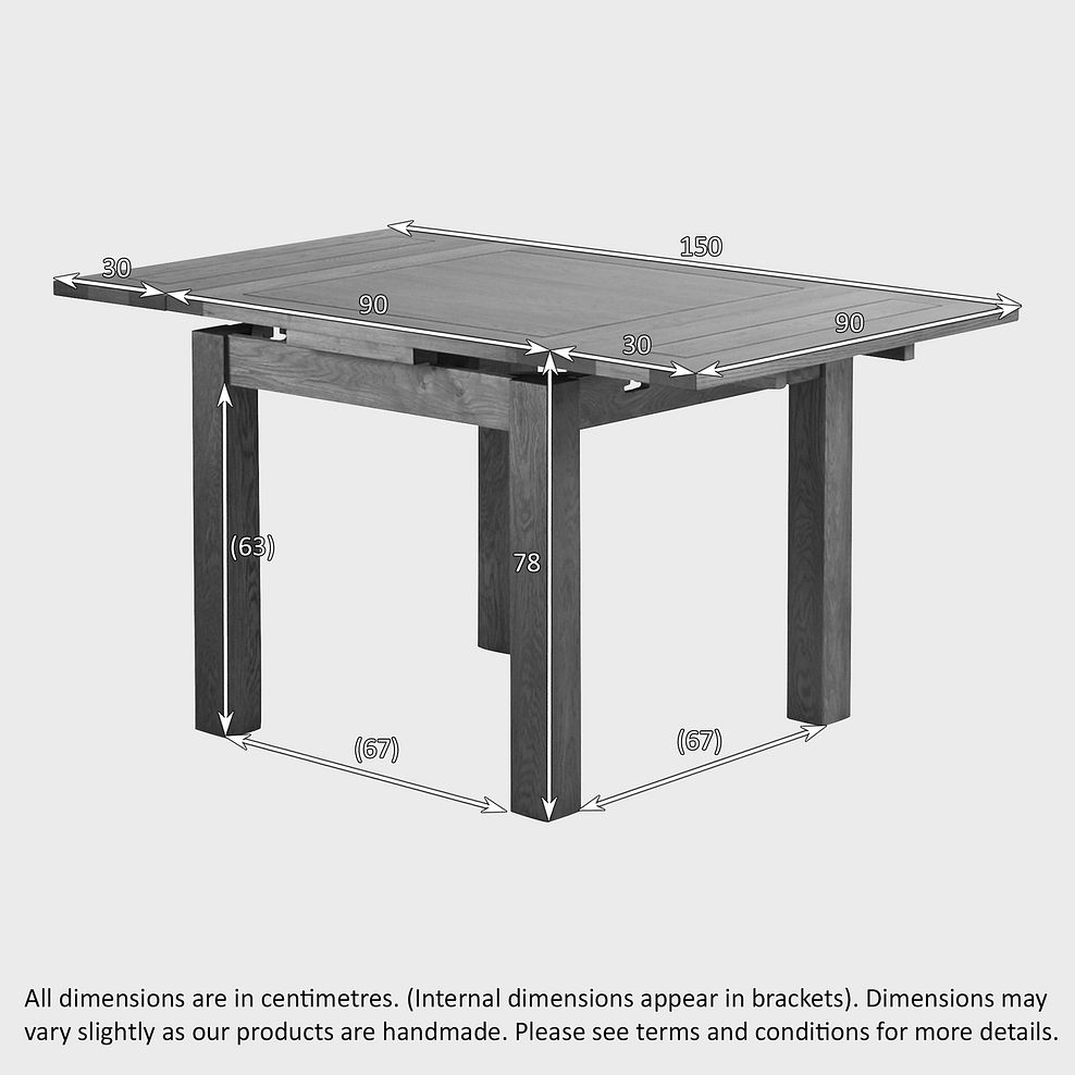 Sherwood Rustic Solid Oak 3ft x 3ft Extending Dining Table 4
