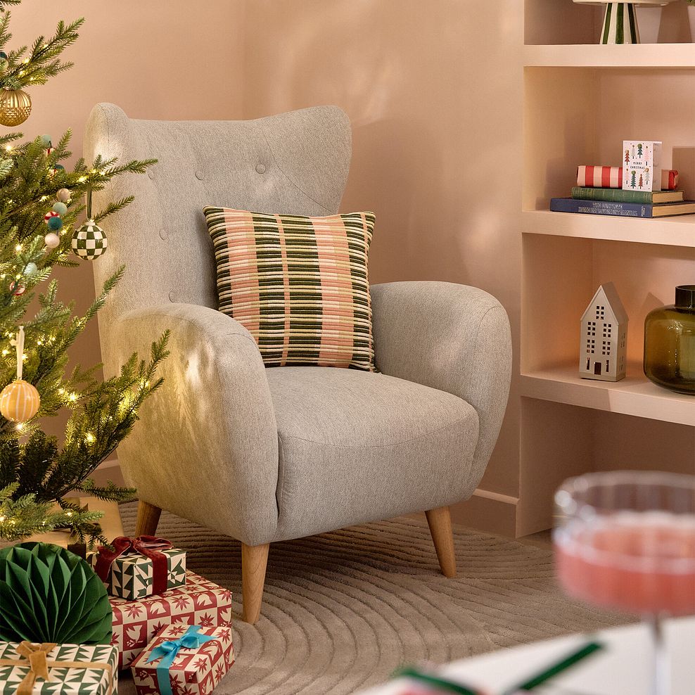 Alexander Accent Chair in Linen Cream Fabric 1