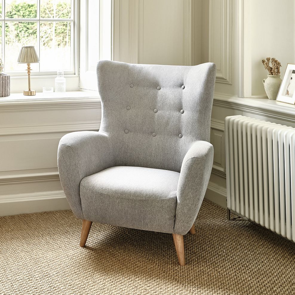 Alexander Accent Chair in Linen Nickel Fabric 2