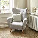 Alexander Accent Chair in Linen Nickel Fabric