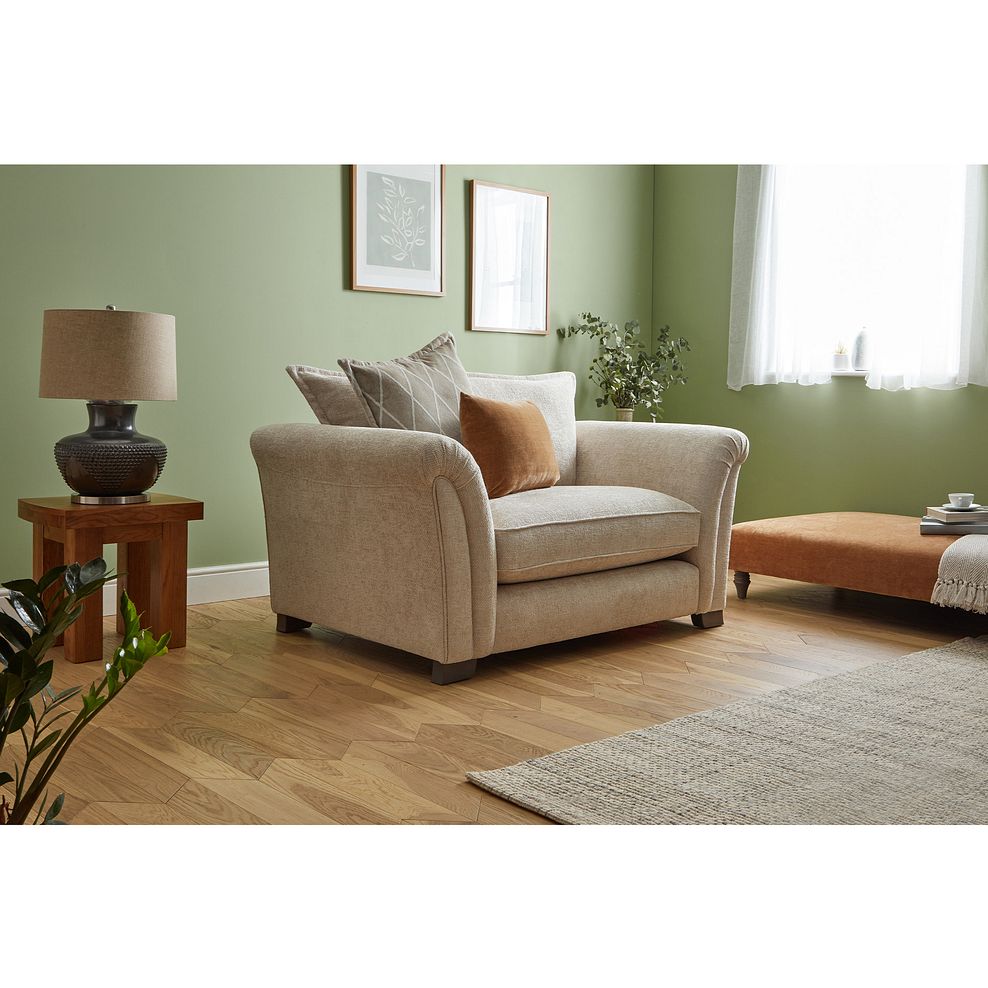 Ashby High Back Loveseat in Cream fabric 1