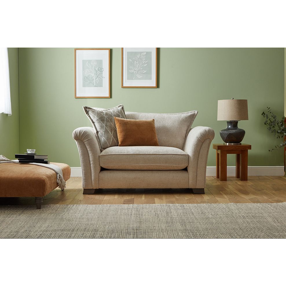 Ashby High Back Loveseat in Cream fabric 2