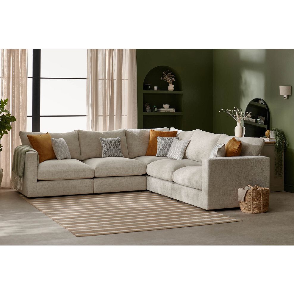 Malvern 5 Seat Modular Corner Sofa in Beige fabric - Group 3 1