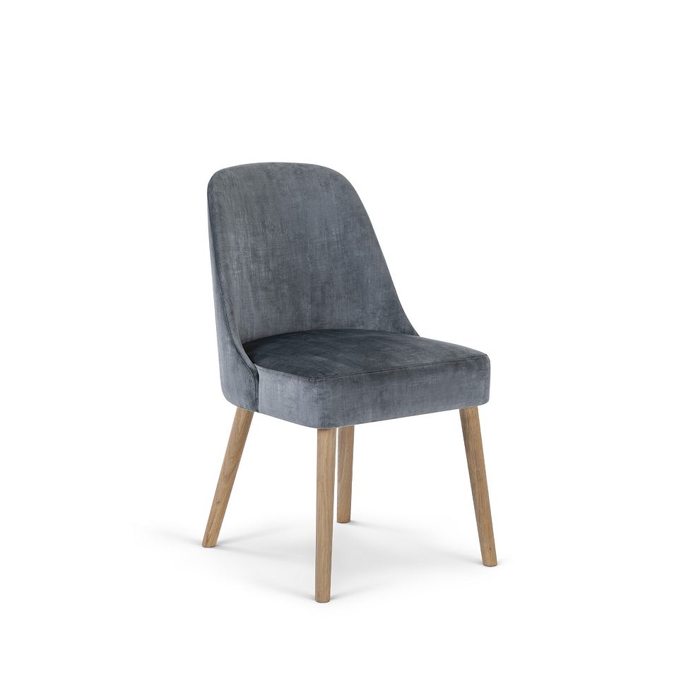 Bette Upholstered Chair with Oak Legs in Heritage Granite Velvet 4