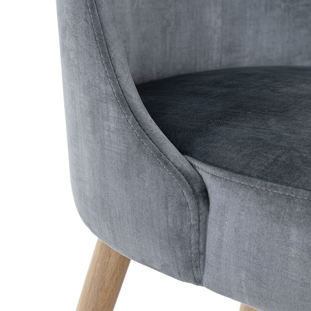 Bette Upholstered Chair with Oak Legs in Heritage Granite Velvet 10