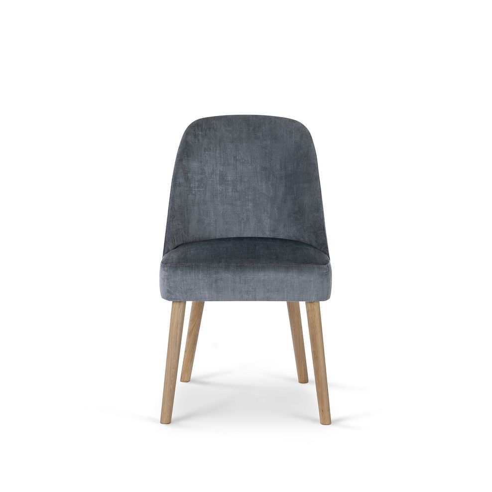 Bette Upholstered Chair with Oak Legs in Heritage Granite Velvet 5