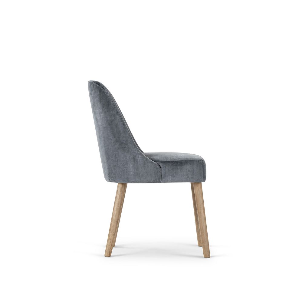 Bette Upholstered Chair with Oak Legs in Heritage Granite Velvet 7