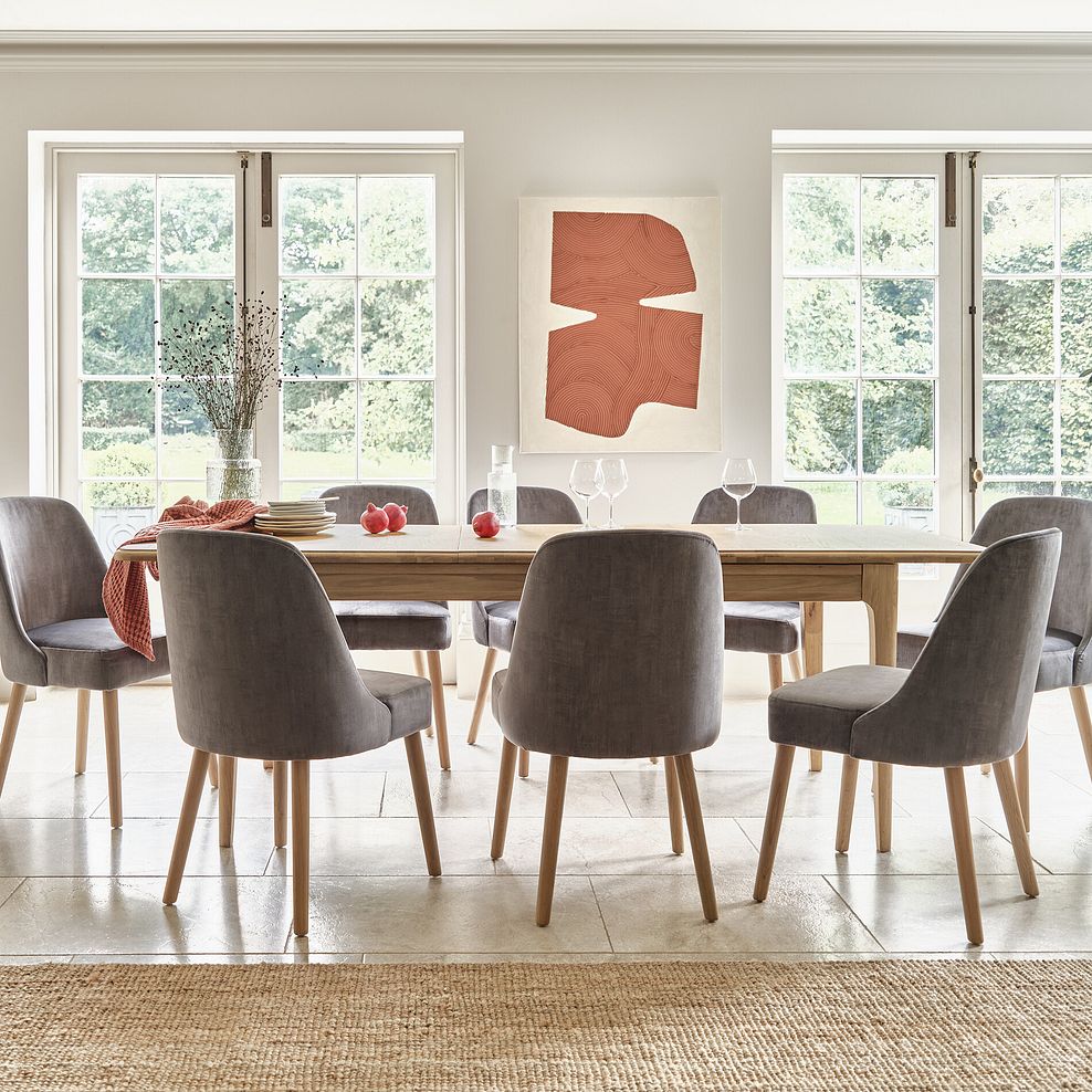 Bette Upholstered Chair with Oak Legs in Heritage Granite Velvet 3