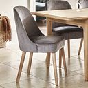 Bette Upholstered Chair with Oak Legs in Heritage Granite Velvet