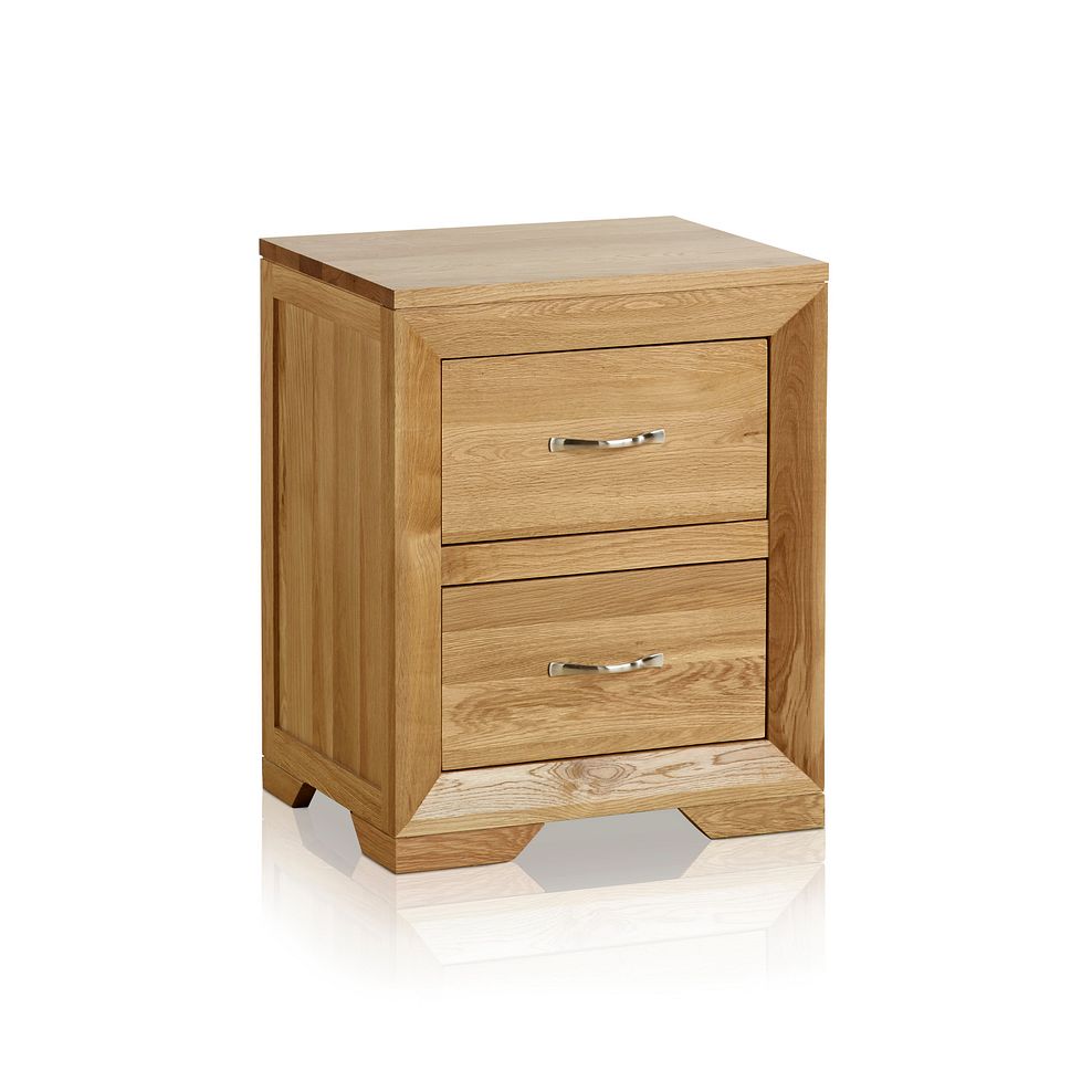 Bevel Natural Solid Oak 2 Drawer Bedside Table 3