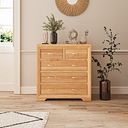 Bevel Natural Solid Oak 5 Drawer Chest