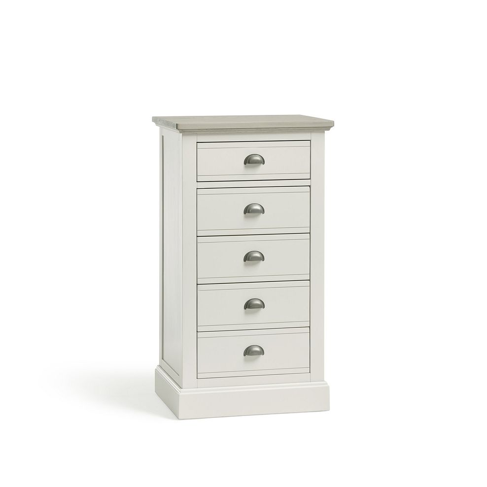 Brompton Painted Acacia and Ash Top 5 Drawer Tallboy - Solid Hardwood 3