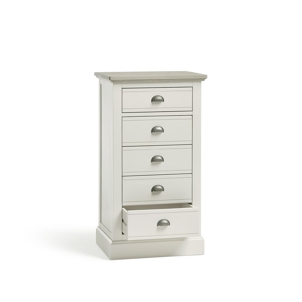 Brompton Painted Acacia and Ash Top 5 Drawer Tallboy - Solid Hardwood 5