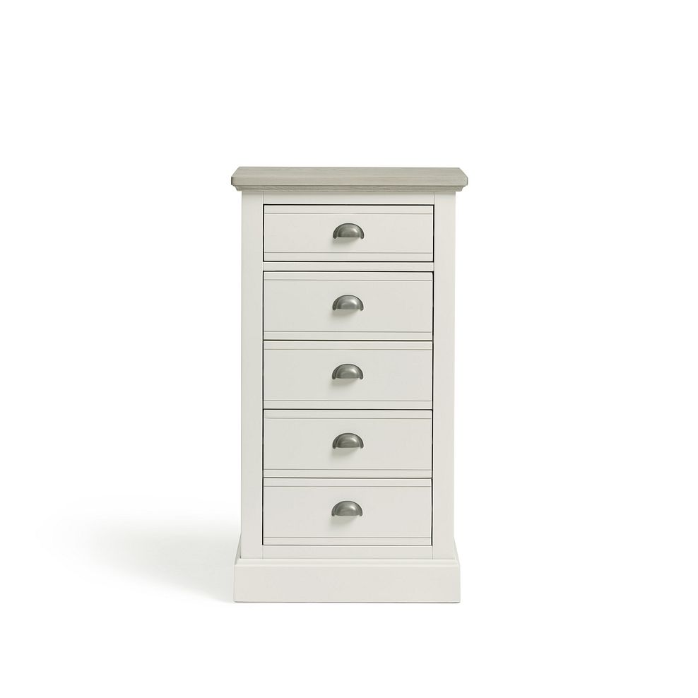 Brompton Painted Acacia and Ash Top 5 Drawer Tallboy - Solid Hardwood 4