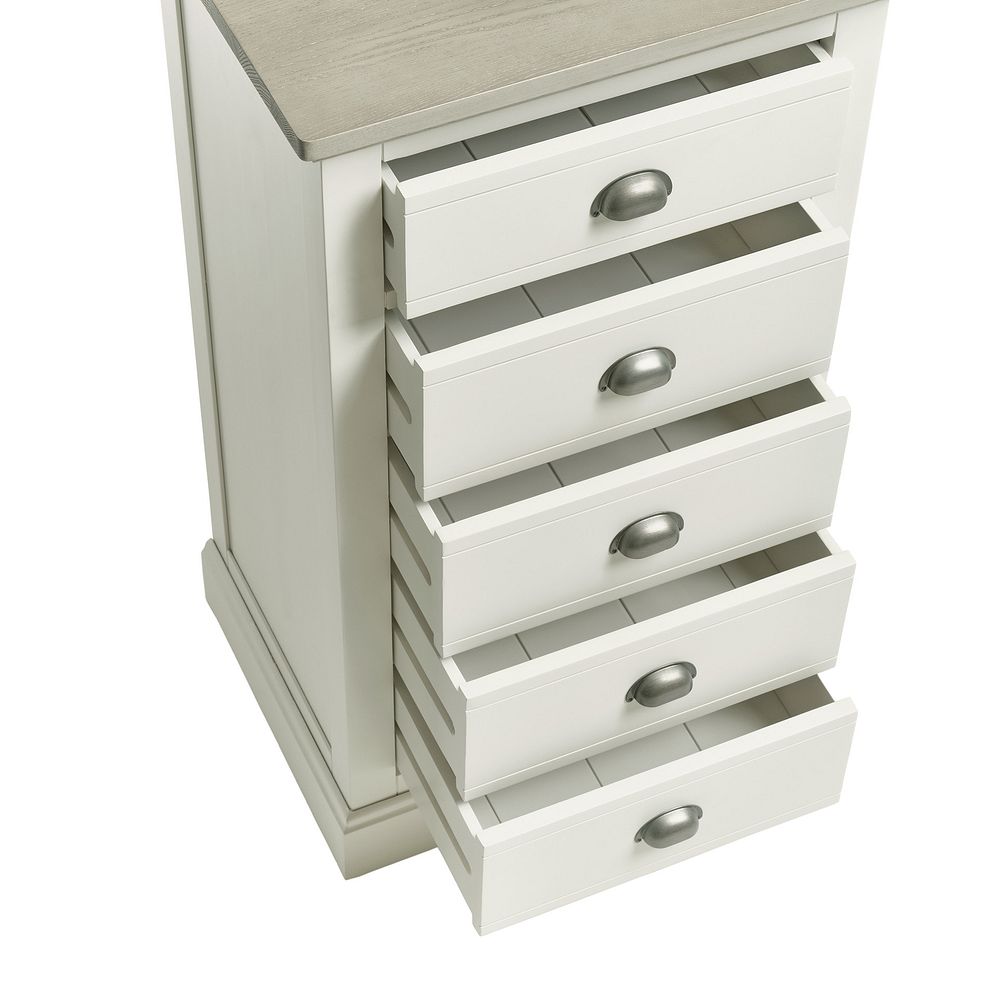 Brompton Painted Acacia and Ash Top 5 Drawer Tallboy - Solid Hardwood 9