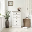 Brompton Painted Acacia and Ash Top 5 Drawer Tallboy - Solid Hardwood