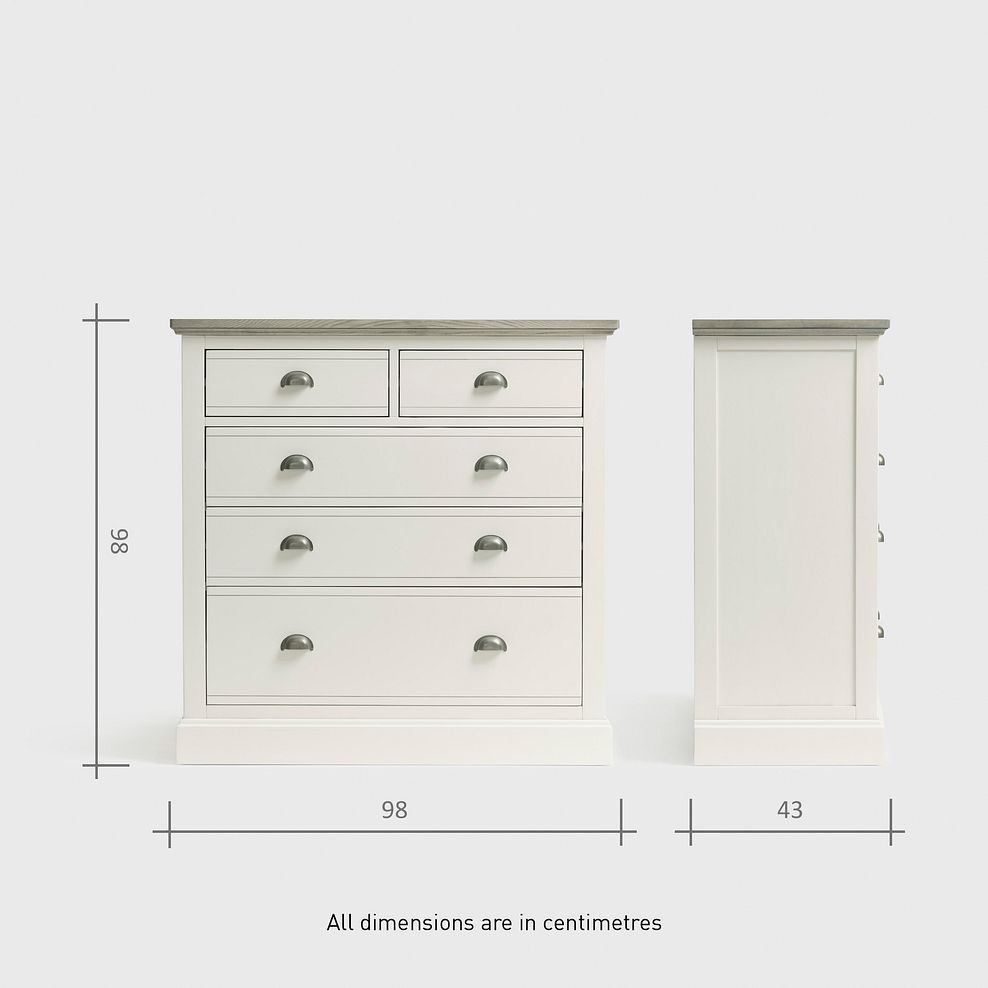 Brompton Painted Acacia and Ash Top 5 Drawer Chest (2+3) - Solid Hardwood 10
