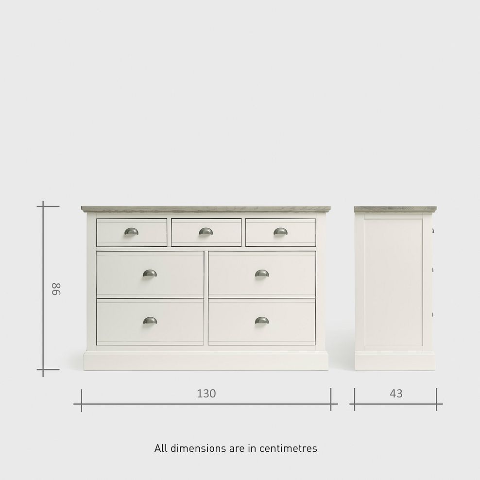 Brompton Painted Acacia and Ash Top 7 Drawer Chest (3+4) - Solid Hardwood 10