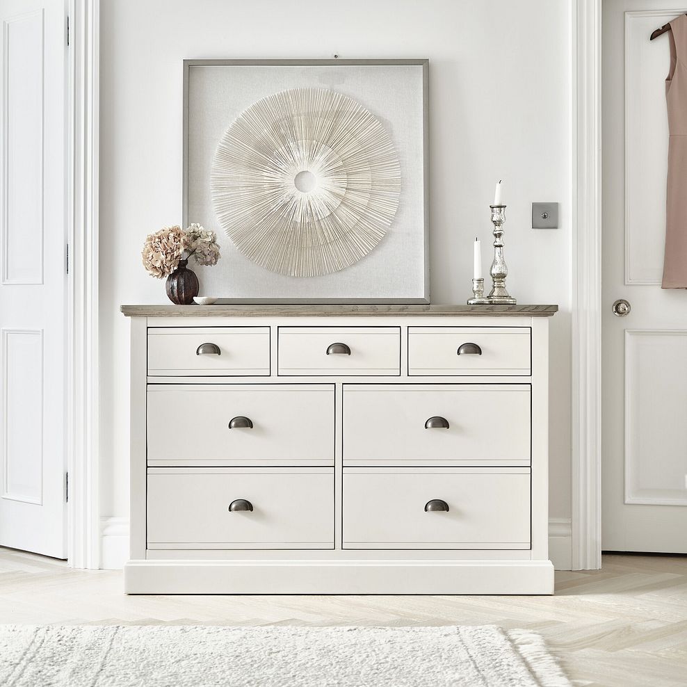 Brompton Painted Acacia and Ash Top 7 Drawer Chest (3+4) - Solid Hardwood 1