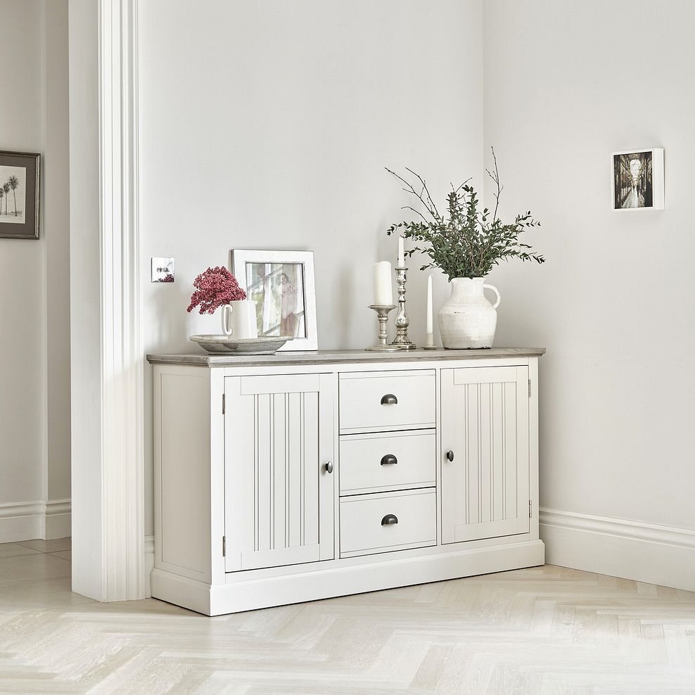 Brompton Painted Acacia and Ash Top Large Sideboard - Solid Hardwood 2