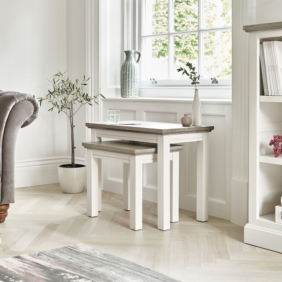 Brompton Painted Acacia and Ash Top Nest of Tables - Solid Hardwood 1