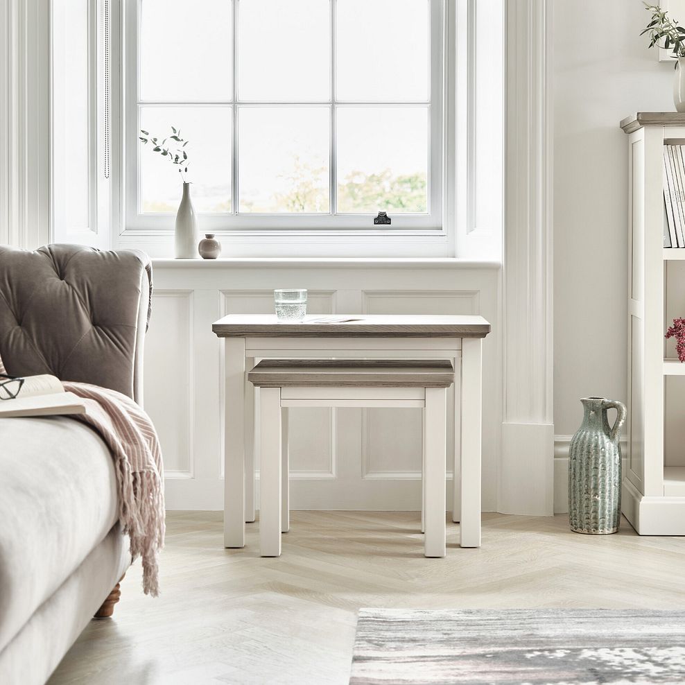 Brompton Painted Acacia and Ash Top Nest of Tables - Solid Hardwood 2