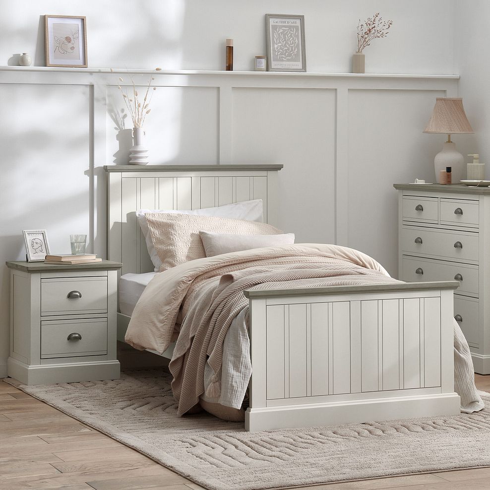 Brompton Painted Acacia and Ash Top Single Bed - Solid Hardwood 2