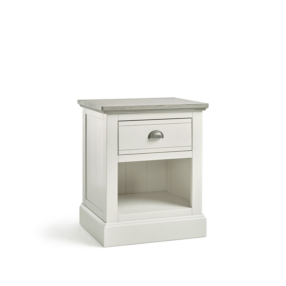 Brompton Painted Acacia and Ash Top 1 Drawer Bedside Table - Solid Hardwood 5
