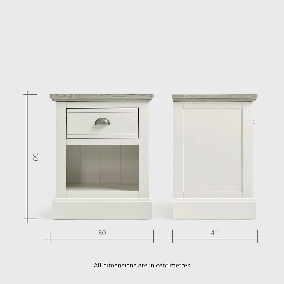 Brompton Painted Acacia and Ash Top 1 Drawer Bedside Table - Solid Hardwood 11