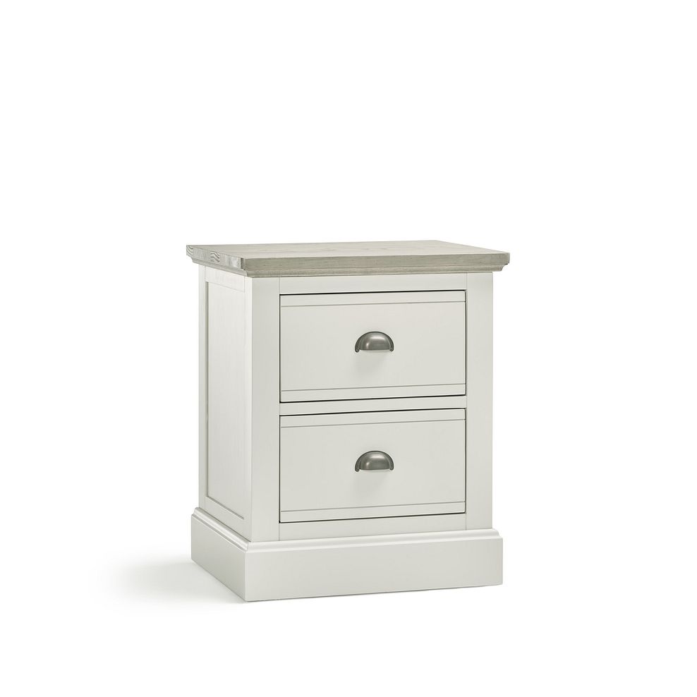 Brompton Painted Acacia and Ash Top 2 Drawer Bedside Table - Solid Hardwood 3