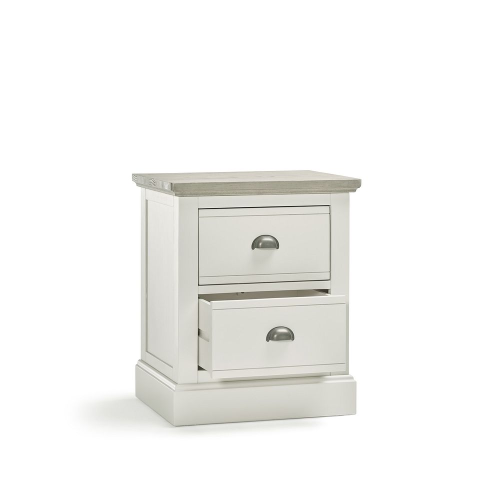 Brompton Painted Acacia and Ash Top 2 Drawer Bedside Table - Solid Hardwood 4