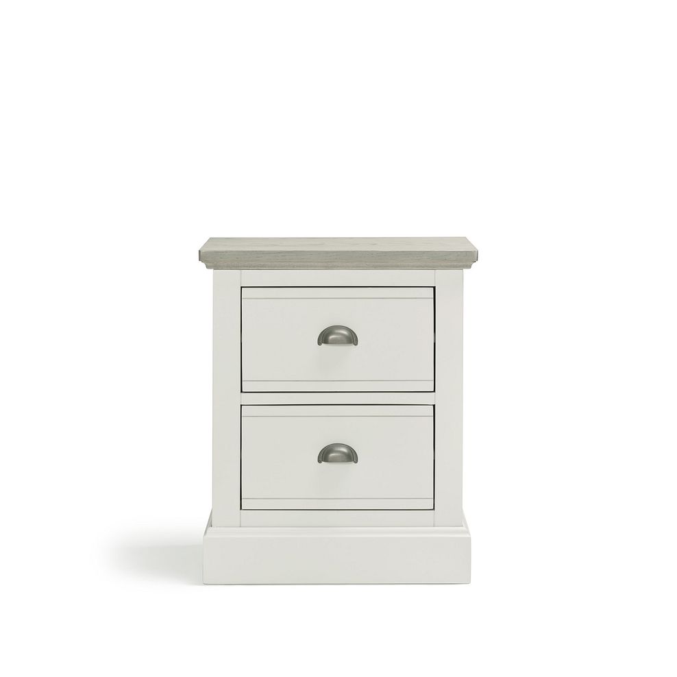 Brompton Painted Acacia and Ash Top 2 Drawer Bedside Table - Solid Hardwood 5