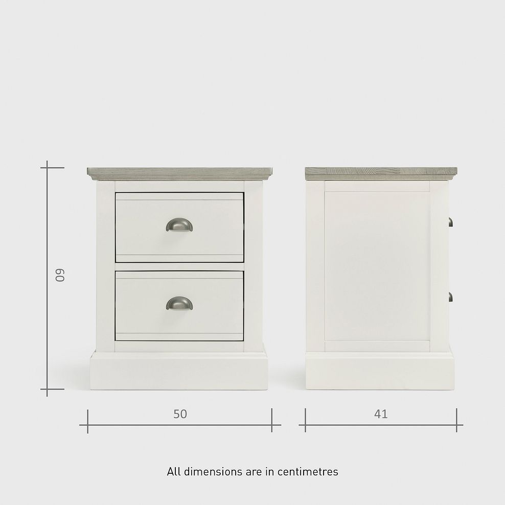 Brompton Painted Acacia and Ash Top 2 Drawer Bedside Table - Solid Hardwood 9