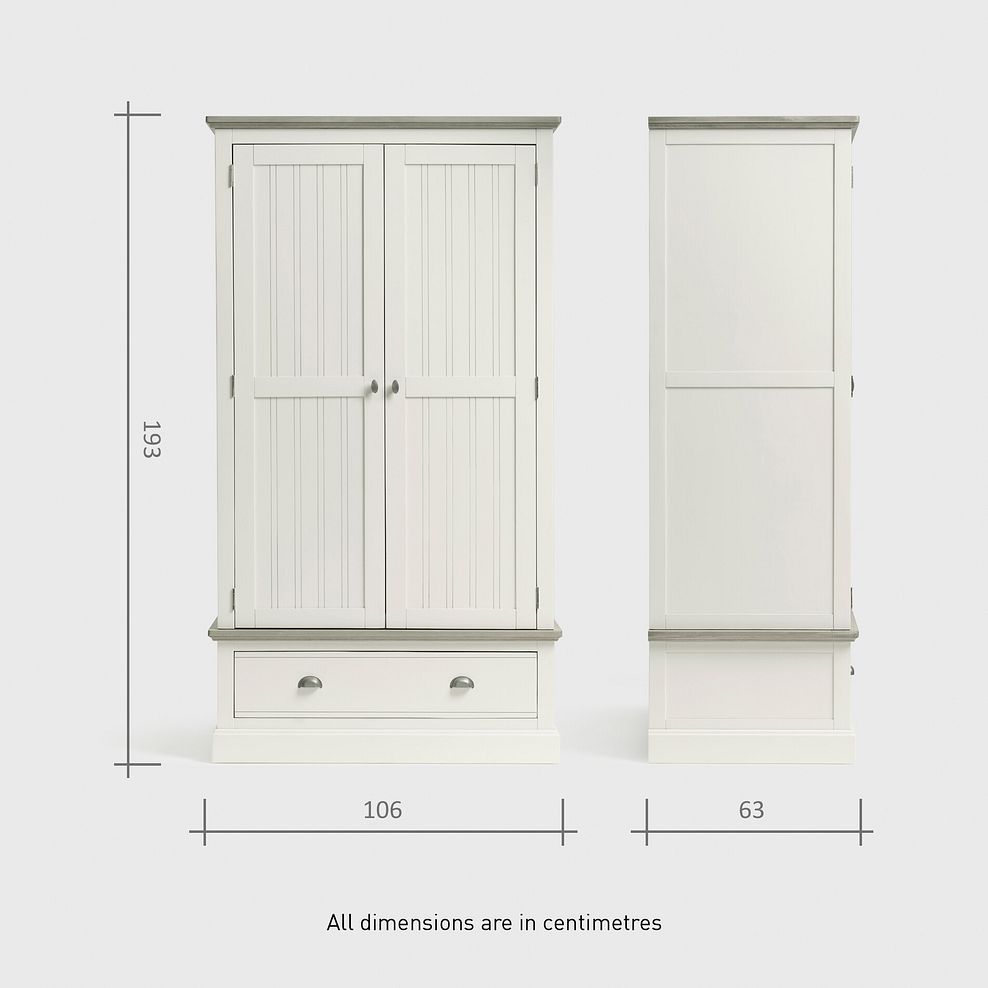 Brompton Painted Acacia and Ash Top Double Wardrobe - Solid Hardwood 13