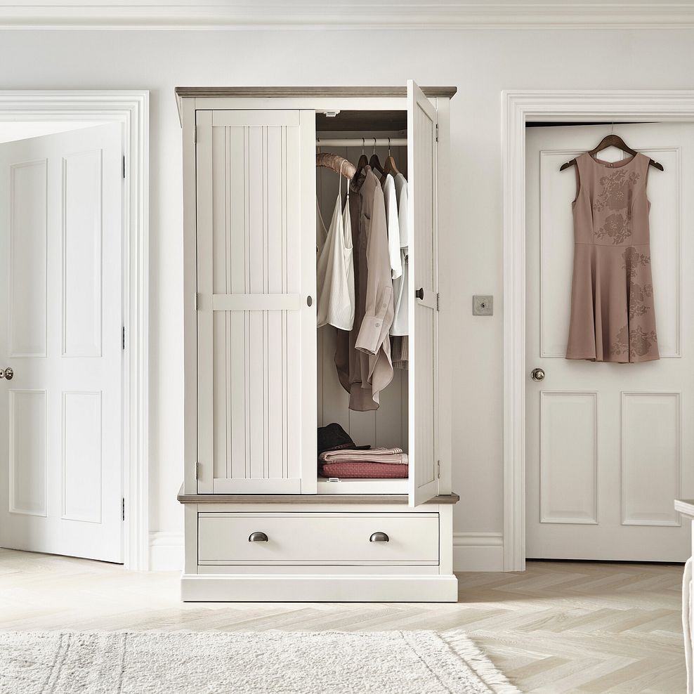 Brompton Painted Acacia and Ash Top Double Wardrobe - Solid Hardwood 2