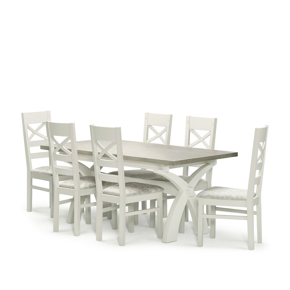 Brompton Painted Acacia and Ash Top 5ft 11" Table with 6 Brompton Chairs with Plain Truffle Fabric Pads 2