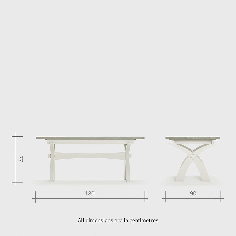 Brompton Painted Acacia and Ash Top 5ft 11" Table with 6 Brompton Chairs with Plain Truffle Fabric Pads 12