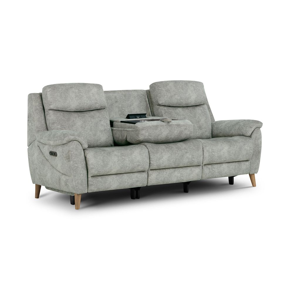 Brunel 3 Seater Electric Recliner Sofa with Multifunctional Middle Seat in Marble Silver Fabric 2