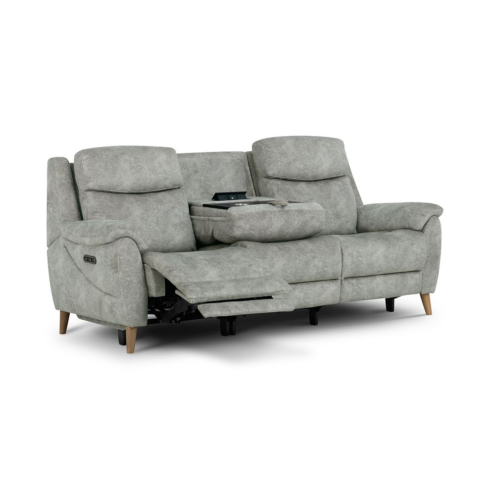 Brunel 3 Seater Electric Recliner Sofa with Multifunctional Middle Seat in Marble Silver Fabric 5