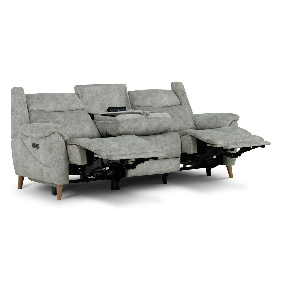 Brunel 3 Seater Electric Recliner Sofa with Multifunctional Middle Seat in Marble Silver Fabric 6