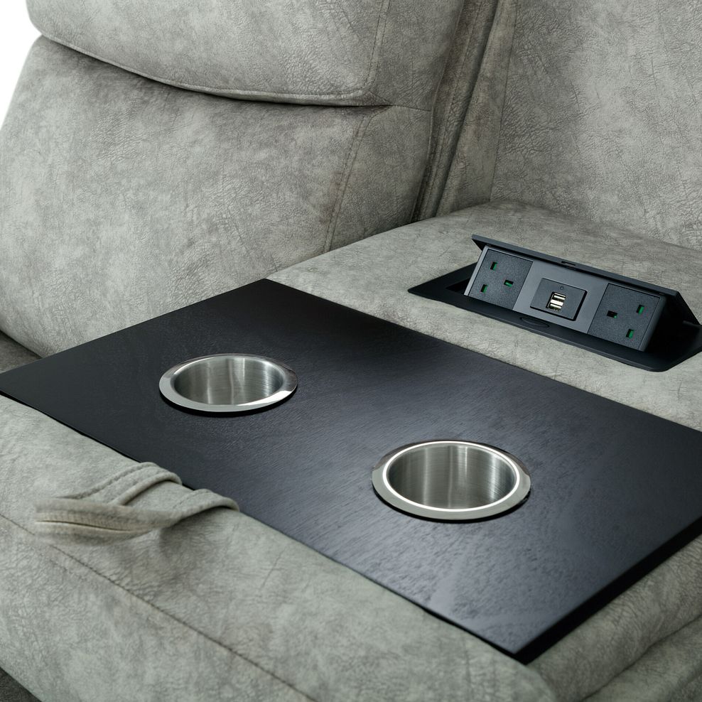 Brunel 3 Seater Electric Recliner Sofa with Multifunctional Middle Seat in Marble Silver Fabric 14