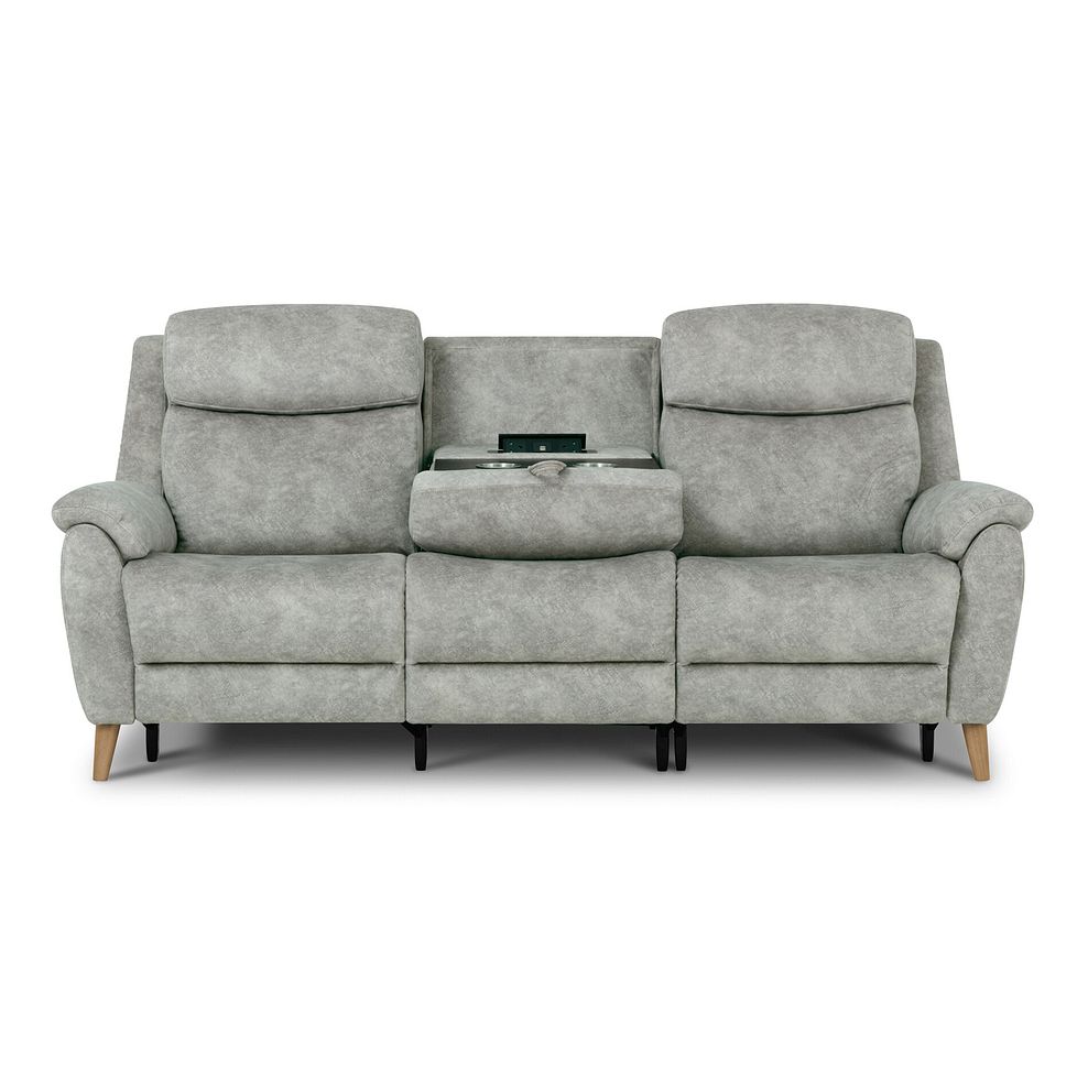 Brunel 3 Seater Electric Recliner Sofa with Multifunctional Middle Seat in Marble Silver Fabric 8