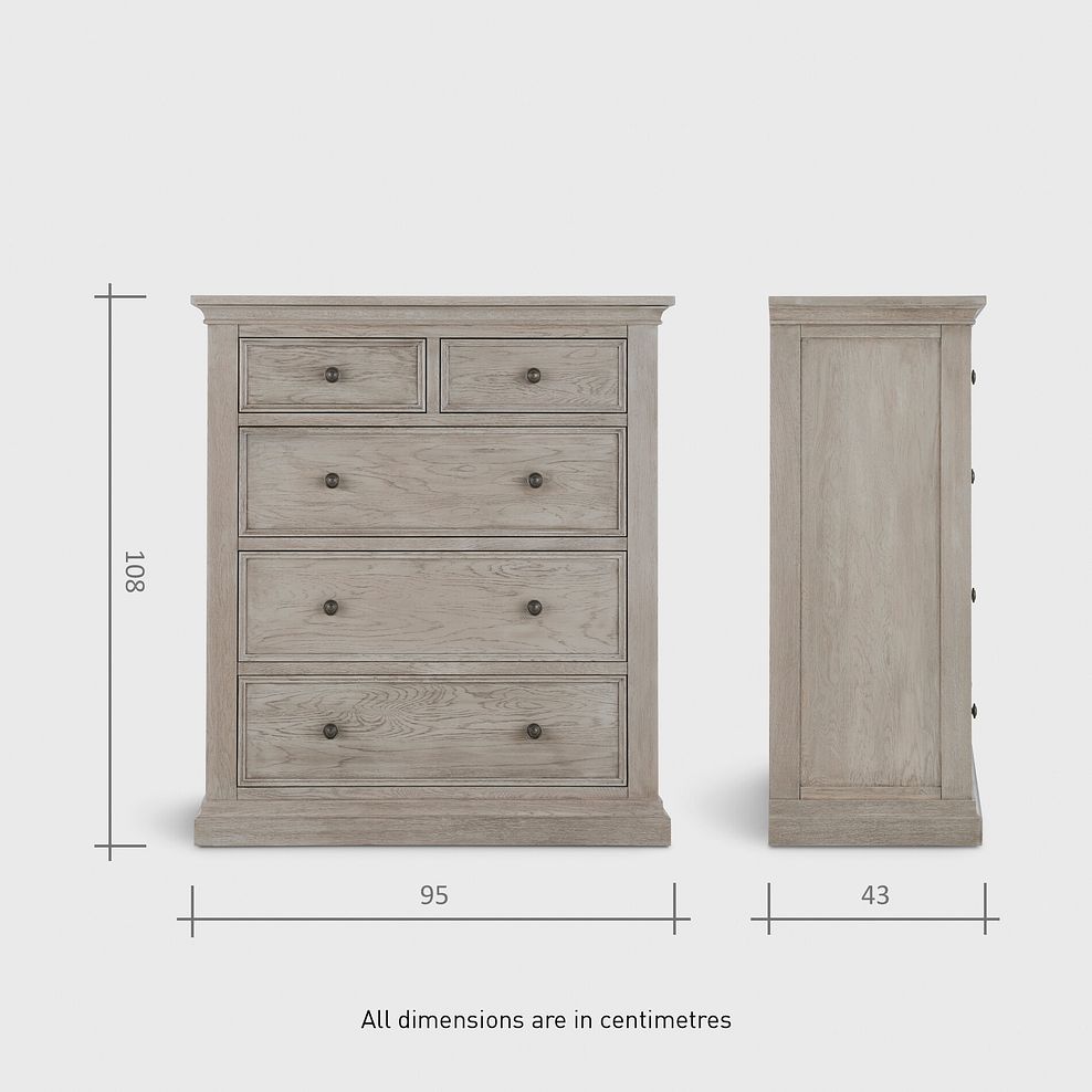 Burleigh Light Grey 5 Drawer Chest (2+3) - Solid Hardwood 9