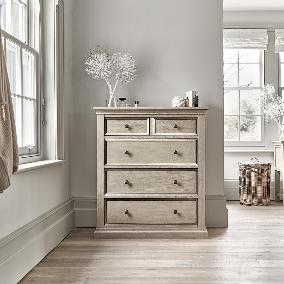 Burleigh Light Grey 5 Drawer Chest (2+3) - Solid Hardwood 1