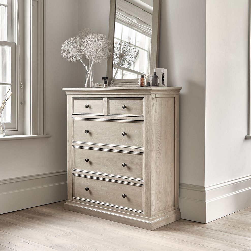 Burleigh Light Grey 5 Drawer Chest (2+3) - Solid Hardwood 2