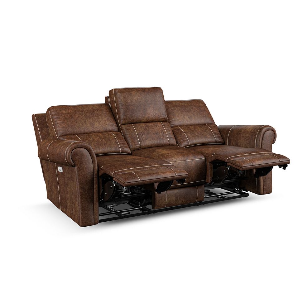 Colorado 3 Seater Electric Recliner in Ranch Dark Brown Fabric 4
