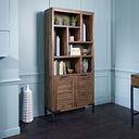 Detroit Solid Hardwood and Metal Tall Bookcase