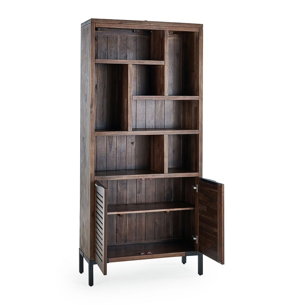 Detroit Solid Hardwood and Metal Tall Bookcase 4