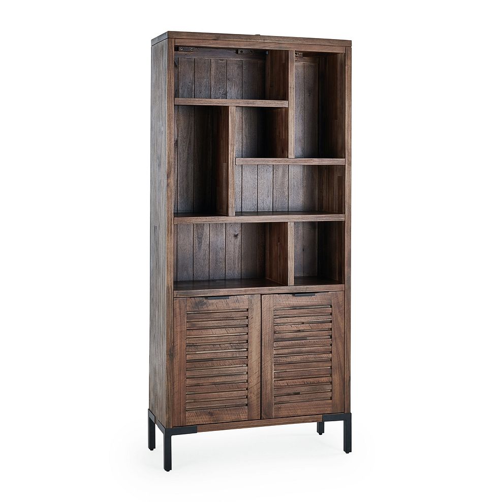 Detroit Solid Hardwood and Metal Tall Bookcase 3