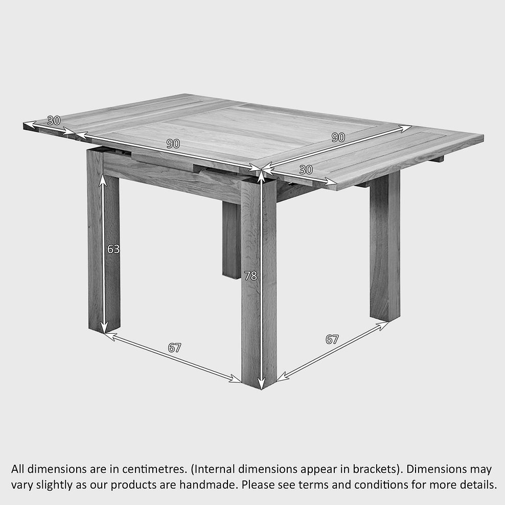 Dorset 3ft x 3ft Natural Oak Extending Dining Table 5